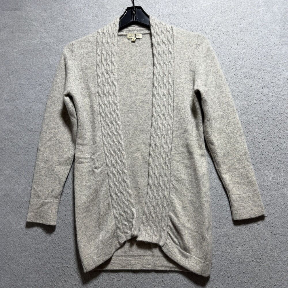 Cortland Park Sweater Women’s Size Small Gray Cashmere Shawl Collar Open Front